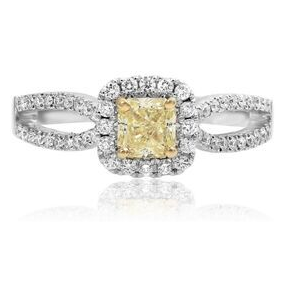 Cushion Fancy Yellow Diamond Ring — view 1