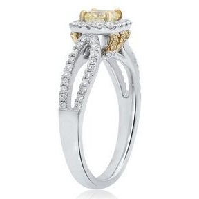 Cushion Fancy Yellow Diamond Ring — view 4