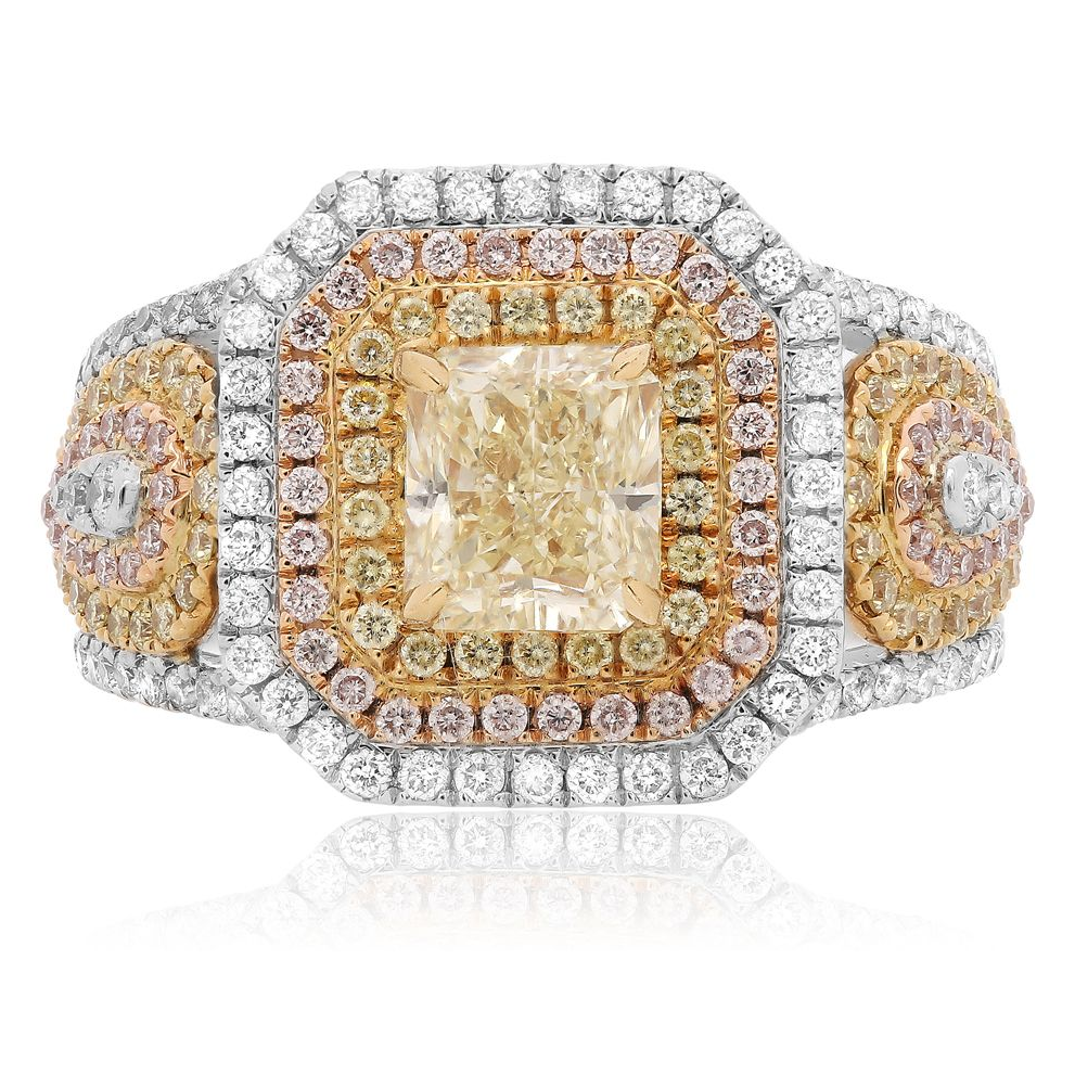 Triple Halo Diamond Ring — view 1