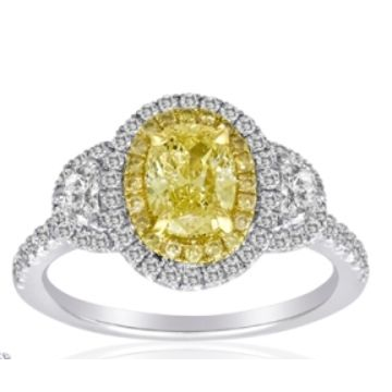 Oval Fancy Yellow Diamond Ring — view 1