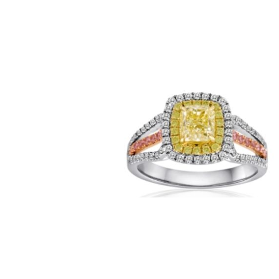 Cushion Fancy Yellow Diamond Ring — view 1