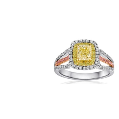 Cushion Fancy Yellow Diamond Ring — view 1