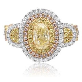 Triple Halo Oval Diamond Ring — view 1