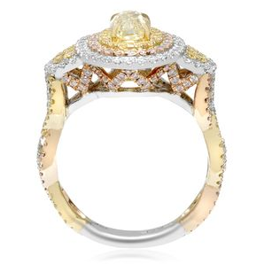 Triple Halo Oval Diamond Ring — view 2