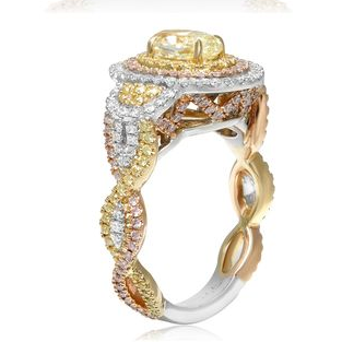 Triple Halo Oval Diamond Ring — view 4