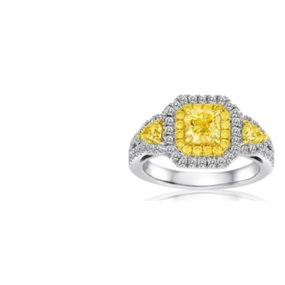 Radiant Fancy Yellow Diamond Ring — view 1
