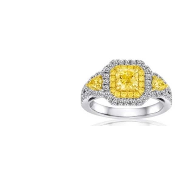 Radiant Fancy Yellow Diamond Ring — view 1
