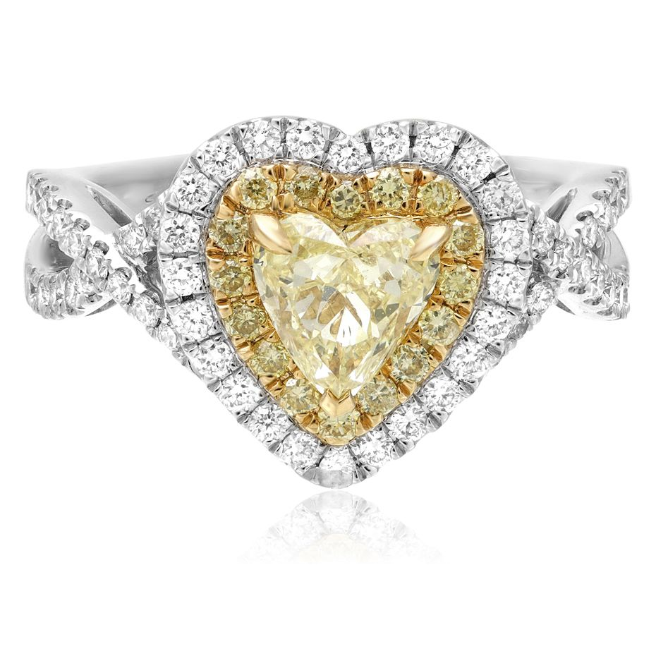 Heart Shape Fancy Yellow Diamond Ring — view 1