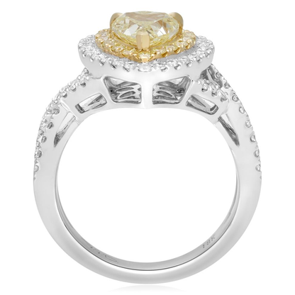 Heart Shape Fancy Yellow Diamond Ring — view 2