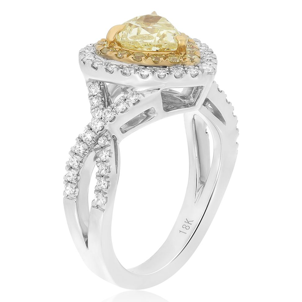 Heart Shape Fancy Yellow Diamond Ring — view 3