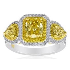 Radiant Fancy Yellow Diamond Ring — view 1