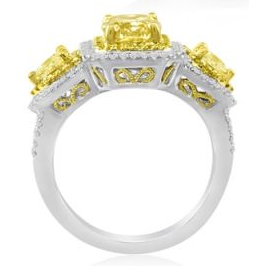 Radiant Fancy Yellow Diamond Ring — view 2