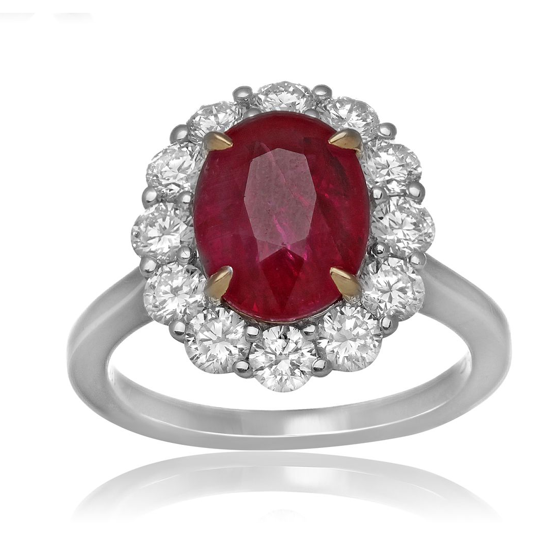 Prong Set Ruby Diamond Ring — view 3