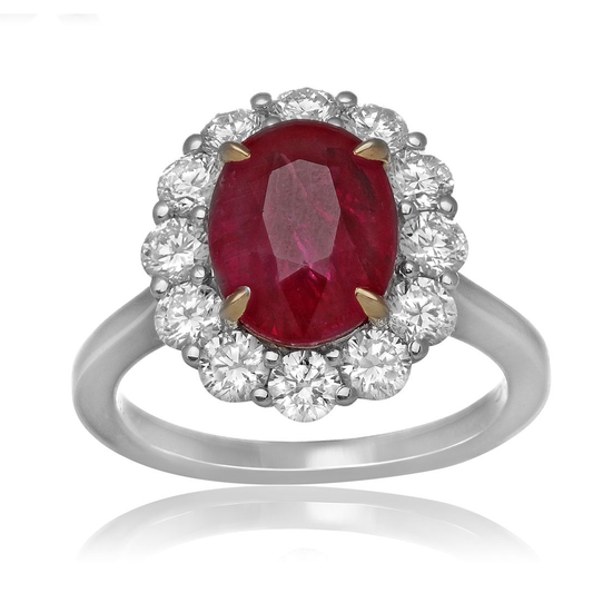 Prong Set Ruby Diamond Ring — view 3