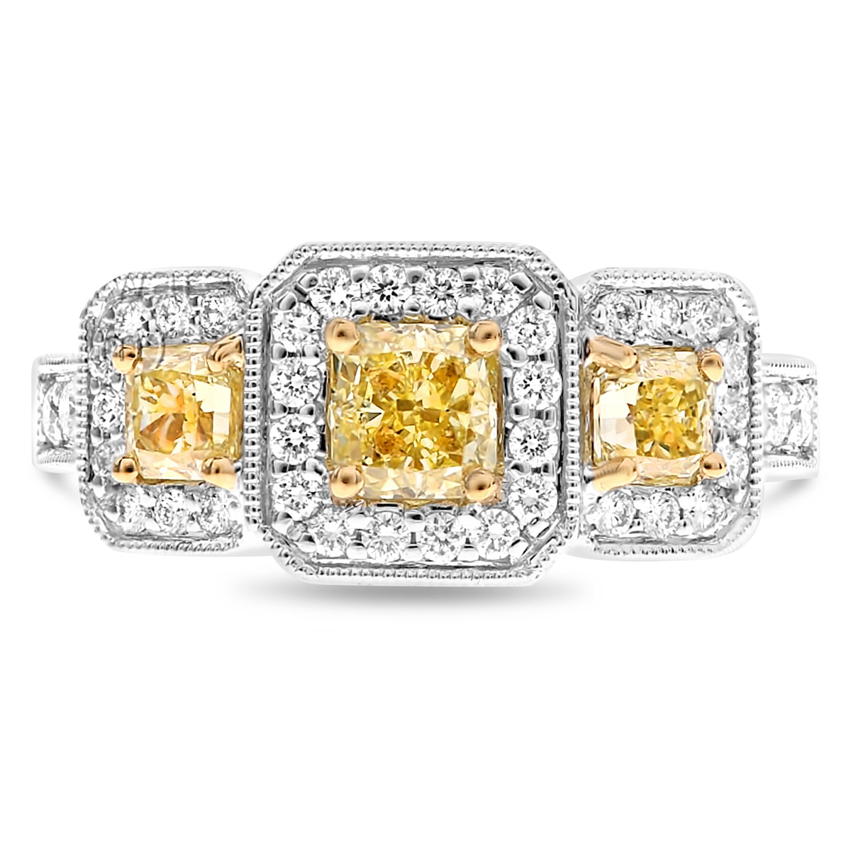 Radiant Fancy Yellow Diamond Ring — view 1
