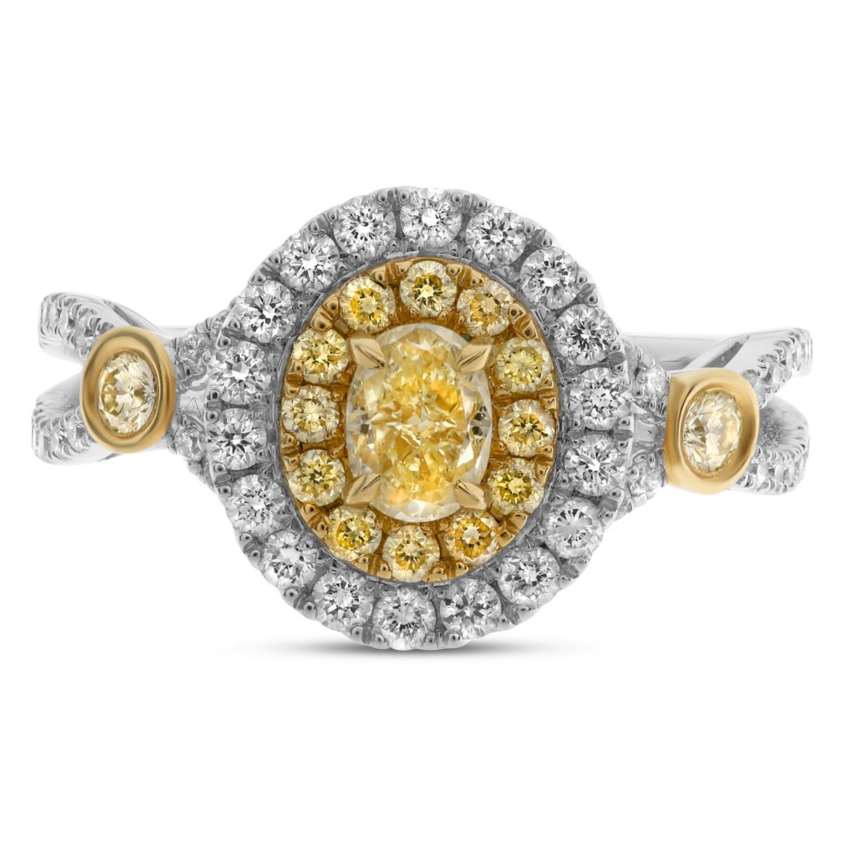 Oval Fancy Yellow Diamond Ring — view 1