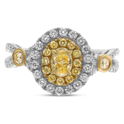 Oval Fancy Yellow Diamond Ring — view 1
