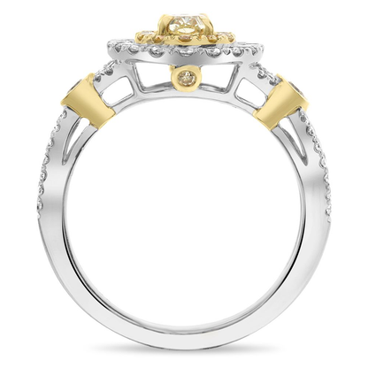 Oval Fancy Yellow Diamond Ring — view 2