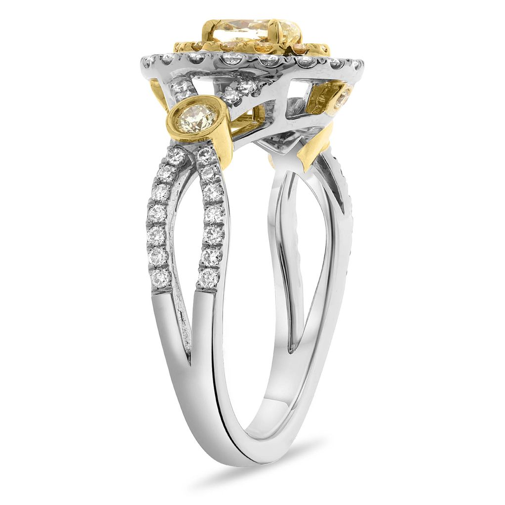 Oval Fancy Yellow Diamond Ring — view 3