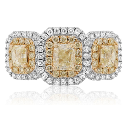 Radiant Double Halo Diamond Ring — view 1