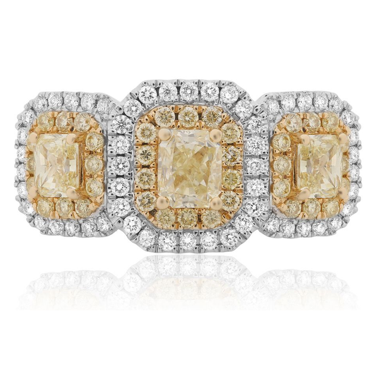 Radiant Double Halo Diamond Ring — view 1