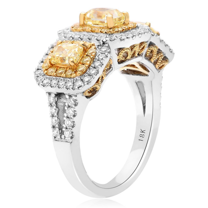 Radiant Double Halo Diamond Ring — view 3