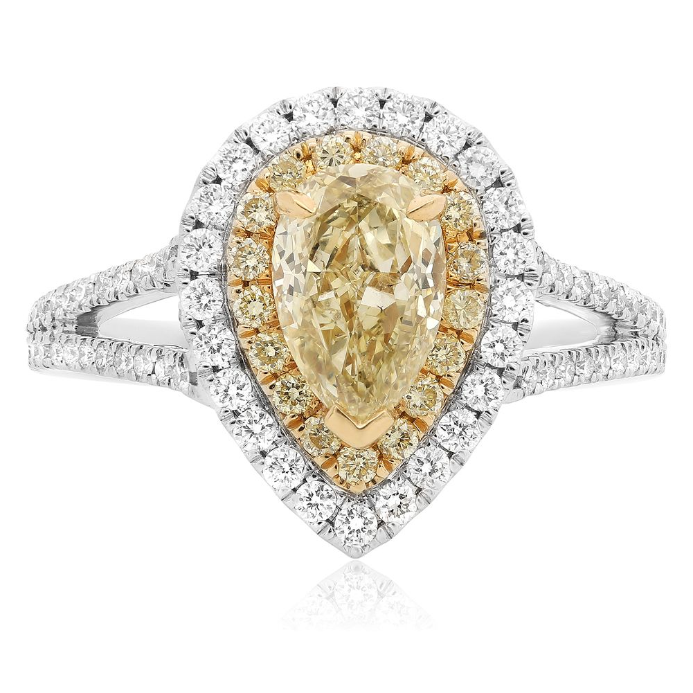 Pearshaped Yellow Diamond Ring — view 1