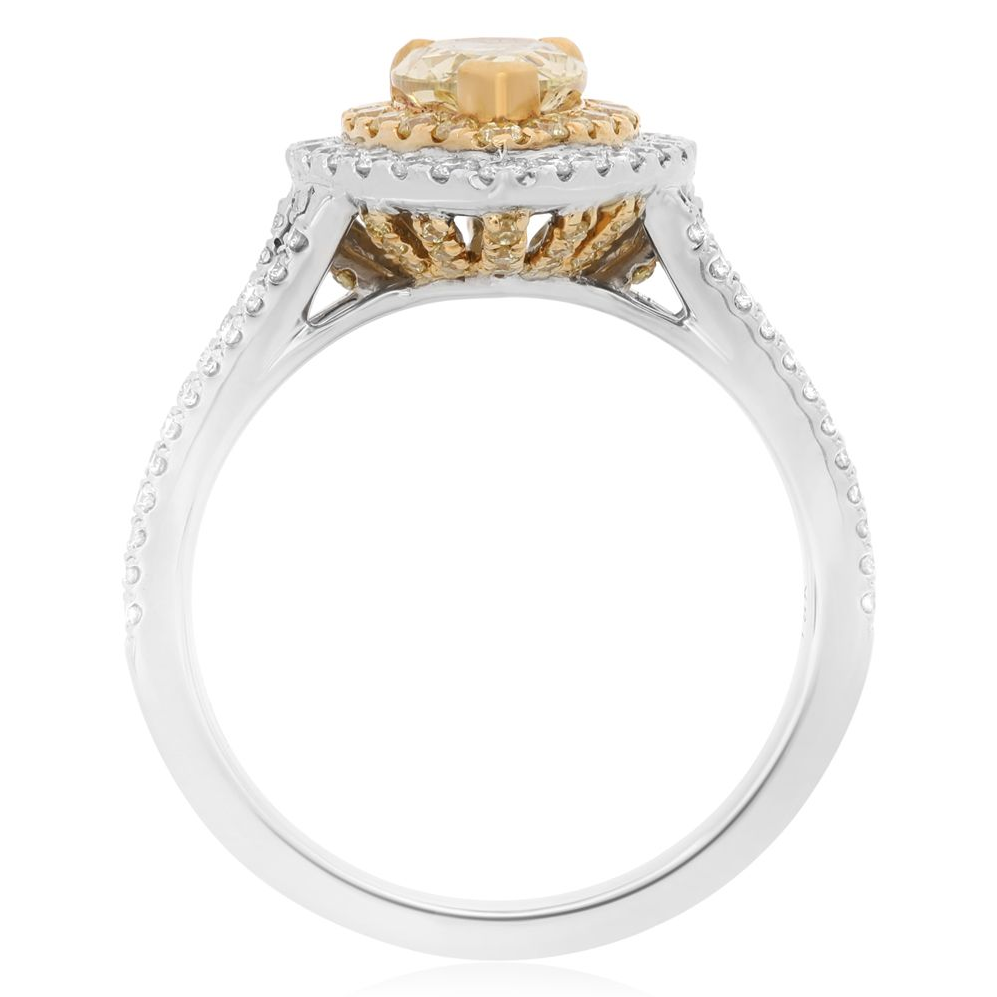 Pearshaped Yellow Diamond Ring — view 2