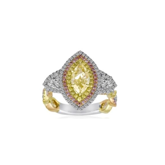 Marquise Fancy Yellow Diamond Ring — view 1