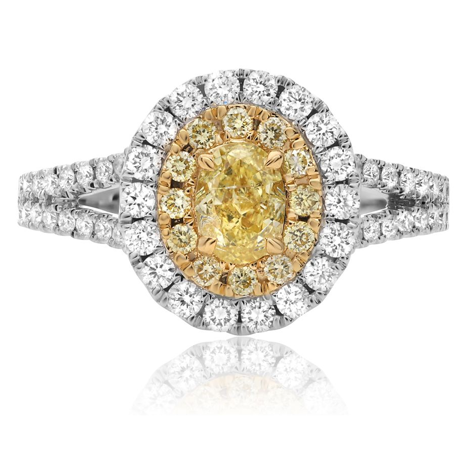Oval Fancy Yellow Diamond Ring — view 1