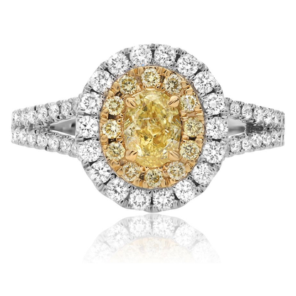Oval Fancy Yellow Diamond Ring — view 1