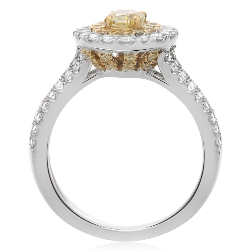 Oval Fancy Yellow Diamond Ring — view 2