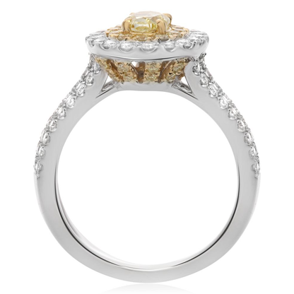 Oval Fancy Yellow Diamond Ring — view 2