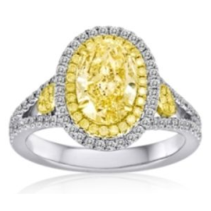 Oval Fancy Yellow Diamond Ring — view 2