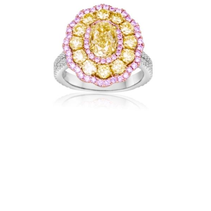Oval Fancy Yellow Diamond Ring — view 2