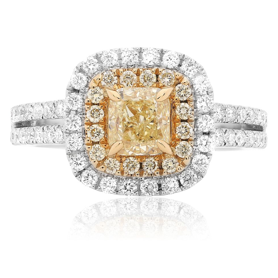 Yellow Diamond Double Halo Ring — view 1