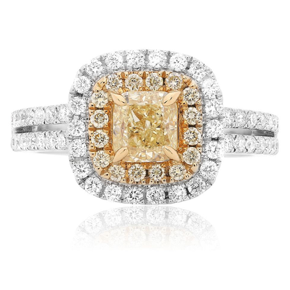 Yellow Diamond Double Halo Ring — view 1