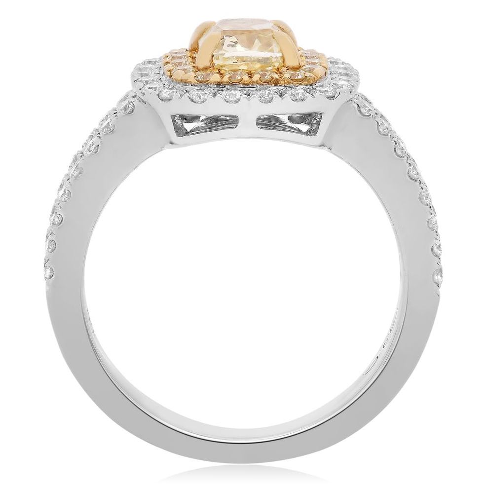 Yellow Diamond Double Halo Ring — view 2