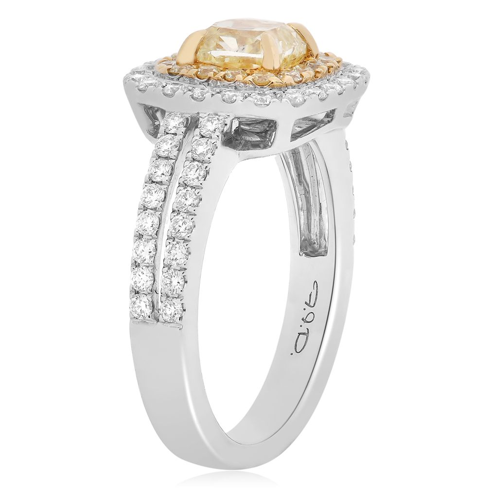 Yellow Diamond Double Halo Ring — view 3
