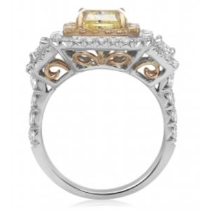 Radiant Fancy Yellow Diamond Ring — view 2