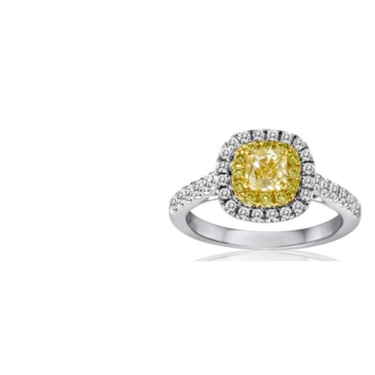 Cushion Fancy Yellow Diamond Ring — view 1