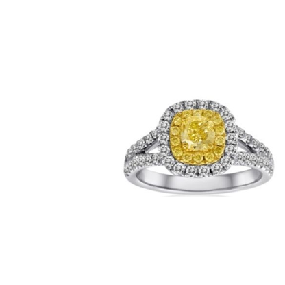Cushion Fancy Yellow Diamond Ring — view 1