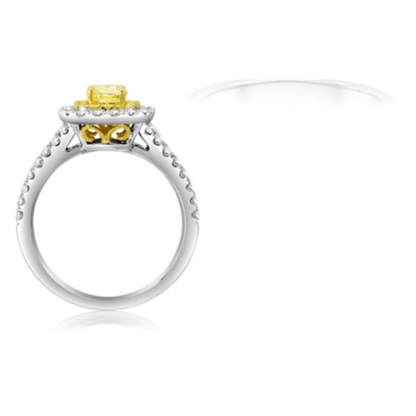 Cushion Fancy Yellow Diamond Ring — view 2