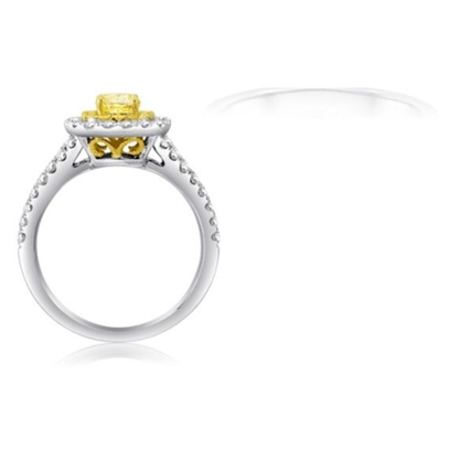 Cushion Fancy Yellow Diamond Ring — view 2