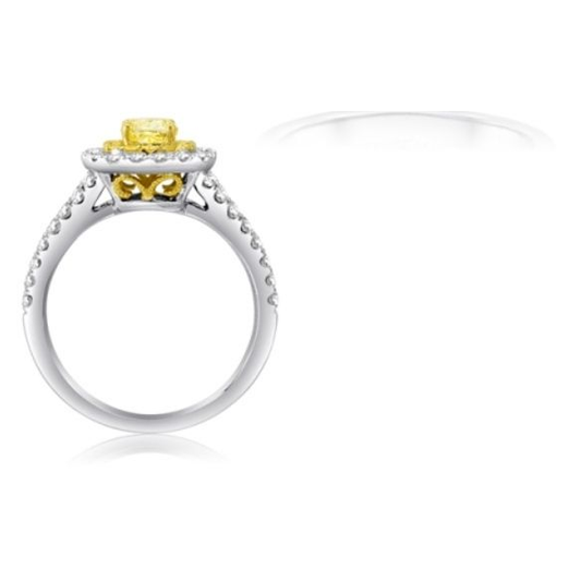 Cushion Fancy Yellow Diamond Ring — view 2