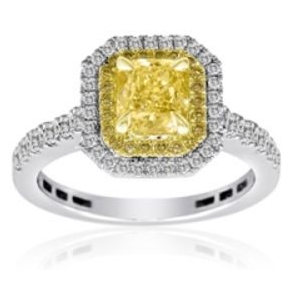 Radiant Fancy Yellow Diamond Ring — view 2