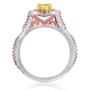 Cushion Fancy Yellow Diamond Ring — view 2