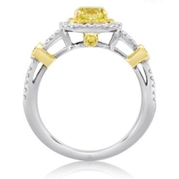 Cushion Fancy Yellow Diamond Ring — view 2
