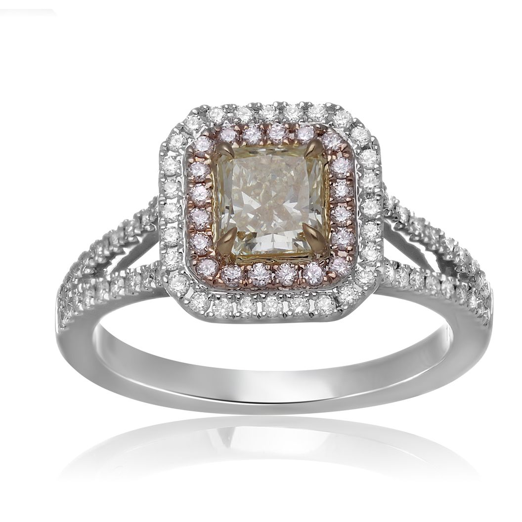 Radiant Fancy Yellow Diamond Ring — view 3