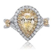 Pear Shape Fancy Yellow Diamond Ring — view 1